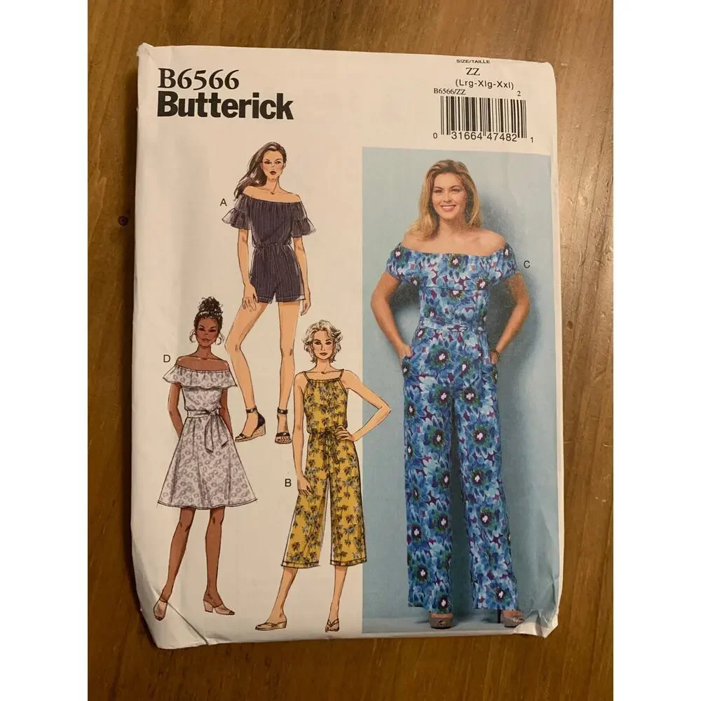 Butterick B6566 Pattern Misses Sz L/XL/XXLPetite Dress/Romper/Jumpsuit/Sash